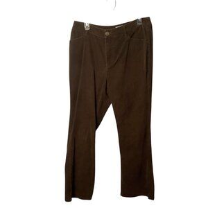 Chicos Women Brown Corduroy Pants Size 2 Large Short Cotton Blend Trousers